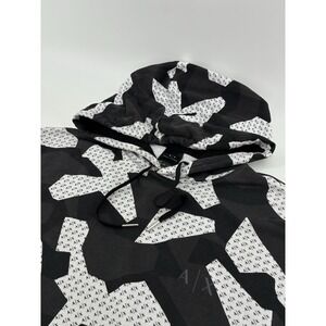 ARMANI EXCHANGE AOP All Over Print Logo Lightweight Hoodie Men's 2XL Black White